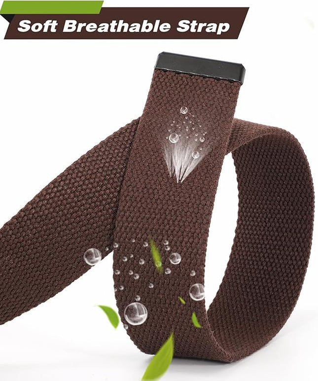 WHIPPY Canvas Web Belt Flip-Top Solid Black Military Buckle Fully Adjustable Mens Webbing Belts Cut To Fit