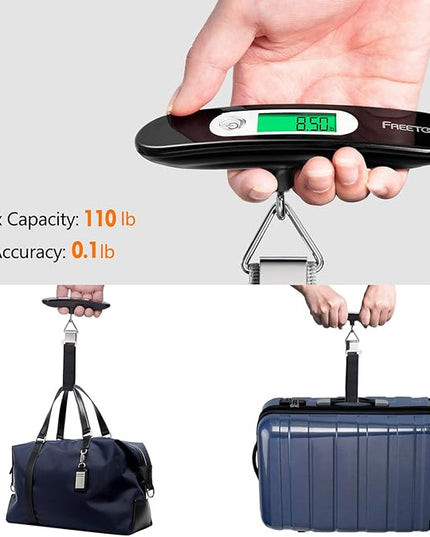 FREETOO Luggage Scale Portable Digital Hanging Scale for Travel, Suitcase Weight Scale with Superior Piano Lacquer 110 Lb/ 50Kg Capacity, Battery Included