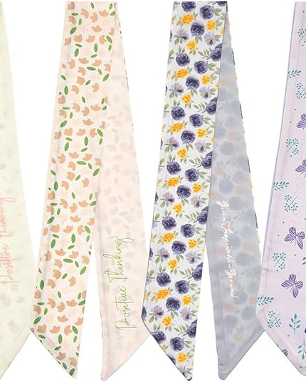 4 Pack Purse Scarf Handbags Skinny Twill Hair Scarves Narrow Neck Scarf Band Women Fashion Accessories Bag Charms