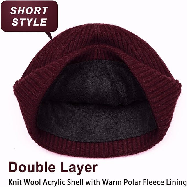 ROYBENS Swag Wool Knit Cuff Short Fisherman Beanie for Men Women, Winter Warm Hats