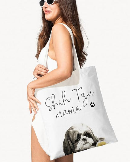 Dog Mama Canvas Tote Bag for Women, Dogs Lover Gift for Dog Mom, Birthday Christmas Cute Rottweiler Gifts For Women.