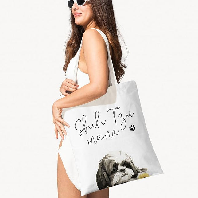 Dog Mama Canvas Tote Bag for Women, Dogs Lover Gift for Dog Mom, Birthday Christmas Cute Rottweiler Gifts For Women.