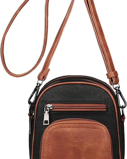 FADEON Small Purses for Women Crossbody Bags, Designer PU Leather Mini Cross Body Purse Travel Shoulder Bag Card Slots