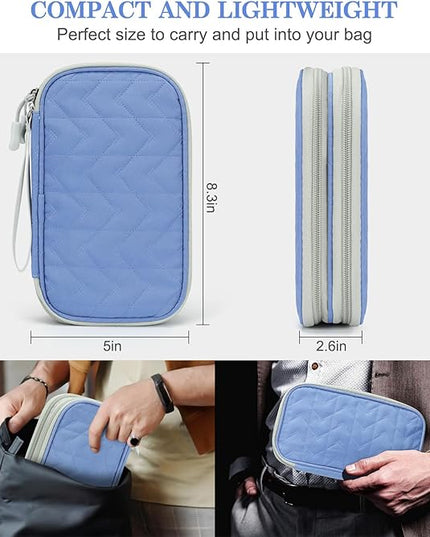 FYY Electronic Organizer, Travel Cable Organizer Bag Pouch Electronic Accessories Carry Case Portable Waterproof Double Layers All-in-One Storage Bag for Cable, Cord, Charger, Phone, Pattern Blue (M)
