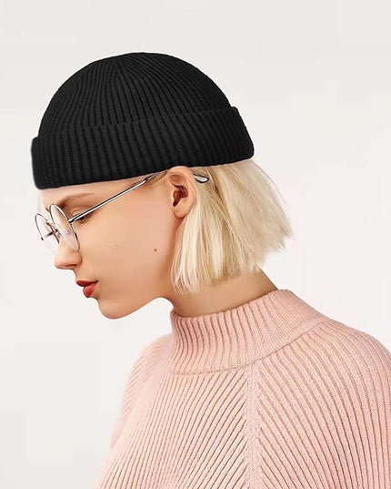 ROYBENS Wool Fisherman Beanie for Men Women, Knit Cuffed Fleece Lined Beanies Winter Warm Hat Skull Cap Unisex