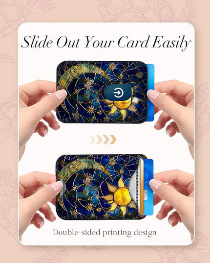 Shorogyt Compatible with Magsafe Wallet Magnetic Card Holder - Sun Moon Phone Wallets for Women Teen Girls Cute for iPhone 17/16/15/14/13/12 Series Slim for Apple Mag RFID Magnet, Fit 3 Cards