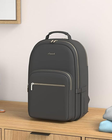 LOVEVOOK Laptop Backpack for Women 15.6 inch,Cute Womens Travel Backpack Purse,Professional Laptop Computer Bag,Waterproof Work Business College Teacher Bags Carry on Backpack with USB Port,Black-2