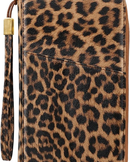 Family Passport Holder Wallet RFID Blocking Document Organizer PU Leather Mulit-purpose Travel Wallet Credit Cards Case for Women Men, Leopard