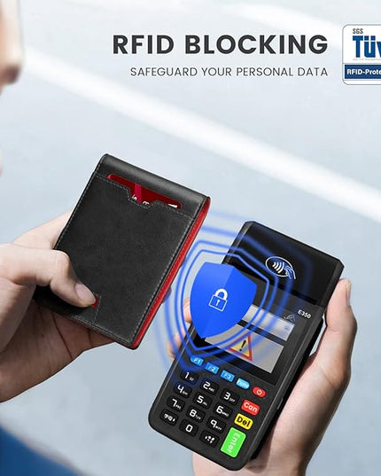 Zitahli Mens-Wallet-Slim-Leather-RFID Blocking Wallet for Men Minimalist Bifold Credit Card Holder with Gift Box