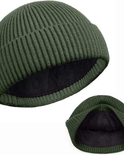 ROYBENS Swag Wool Knit Cuff Short Fisherman Beanie for Men Women, Winter Warm Hats