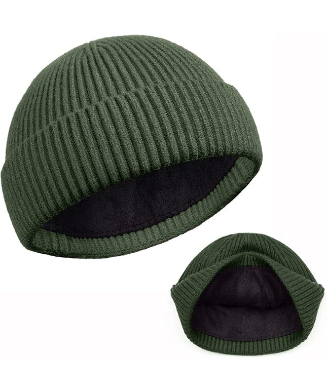 ROYBENS Swag Wool Knit Cuff Short Fisherman Beanie for Men Women, Winter Warm Hats