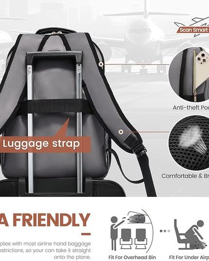 LOVEVOOK Laptop Backpack for Women 18.4 inch,Cute Womens Travel Backpack Purse,Professional Laptop Computer Bag,Waterproof Work Business College Teacher Bag Carry on Backpack with USB Port,Purple Gray