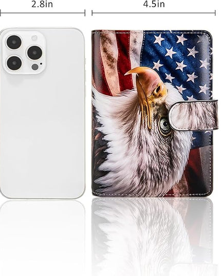 Passport Holder for Travel Essentials, RFID Blocking Passport Wallet Cover with Magnetic Closure, Passport Book Holders for Women and Men (American Flag Bald Eagle)
