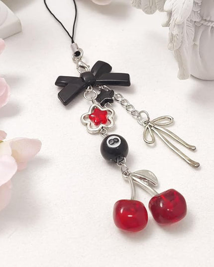 1-4PCS Cute Phone Charms Aesthetic Y2K Cell Phone Charms Strap Pink Strawberry Butterfly Star PhoneCharm Y2K Accessories for Bag Keychain Airpods Camera Pendants Decor