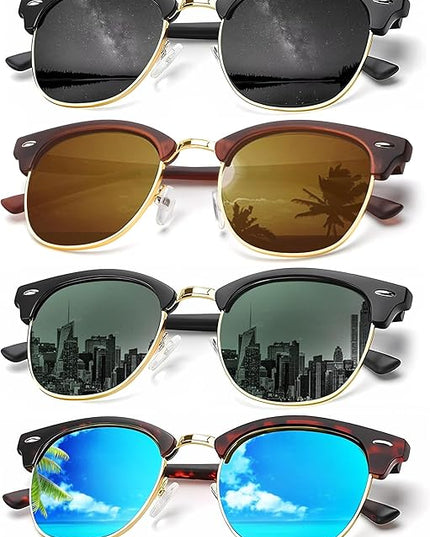 KALIYADI Sunglasses Men Polarized Sunglasses for Men Women Unisex Semi-Rimless Frame Retro Driving Sun Glasses UV Blocking