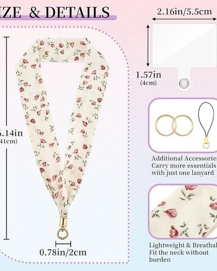ZOOEASS Phone Lanyard Charm with Tether Tab Neck Lanyards for ID Badges Car Key Women Cute Scarf Keychain Strap Around Neck