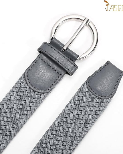 JASGOOD Women Men Braided Woven Elastic Stretch Belt Golf Canvas Casual Belt for Jeans Pants