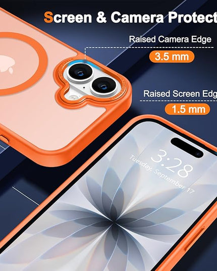 Hython Case for iPhone 17 Case Magnetic Translucent Matte Phone Cases 6.3" [Compatible with MagSafe] Thin Slim Fit Shockproof Bumper Hard Protective Cover for Women Men Girls, Frosted Orange
