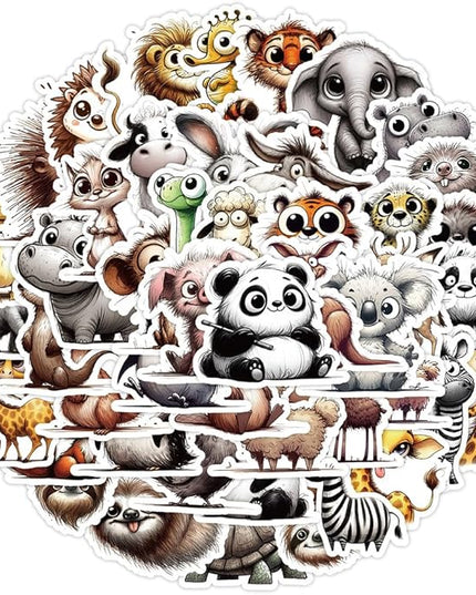 Varied Animals(Monkey Sheep Duck)Stickers for Teens Boys Girls,50 Pcs Lovely Waterproof Vinyl Stickers for Water Bottles Laptop Flasks Phone Computer Car Bike-Cute Cartoon Decals Pack(Animals - 50pcs)