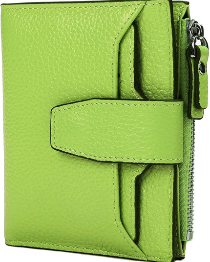 AINIMOER Women's RFID Blocking Leather Small Compact Bi-fold Zipper Pocket Wallet Card Case Purse with id Window