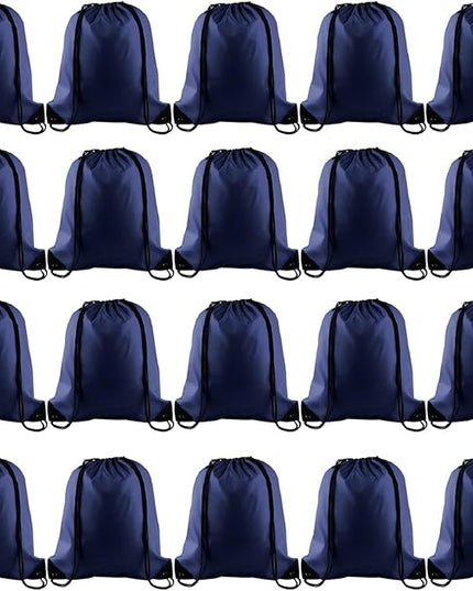 KUUQA 20Pcs Drawstring Backpack Bag Bulk Navy Blue Drawstring Bags String Backpack Sport Gym Sack Bags Foldable Storage Bag for Women Men Shopping Gym Travel Sports