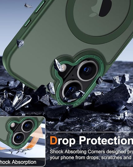 Hython Case for iPhone 16 Plus Case Magnetic Translucent Matte Phone Cases 6.7" [Compatible with MagSafe] Thin Slim Fit Shockproof Bumper Hard Protective Cover for Women Men Girls, Dark Green
