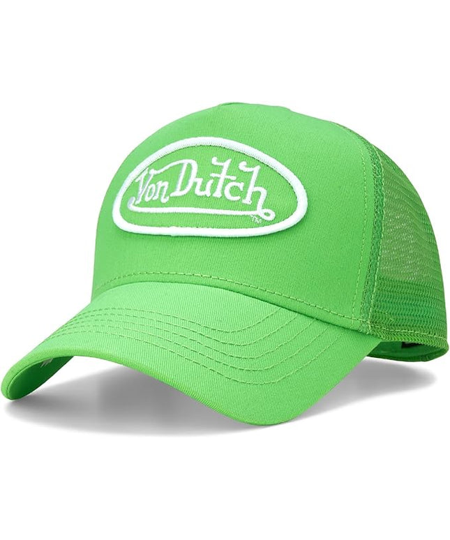 Von Dutch Unisex Trucker Hat - Curved Bill Mesh Back Retro Classic Adjustable Snapback Baseball Cap for Men and Women