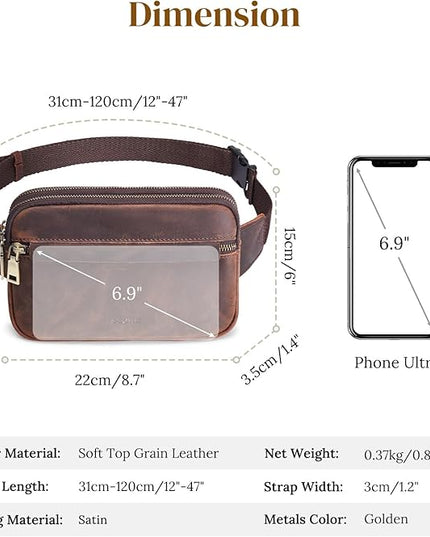 S-ZONE Fanny Packs for Women Genuine Leather RFID Blocking Crossbody Bags Purses Sling Waist Chest Bag Gifts Travel Running Adjustable Strap Men