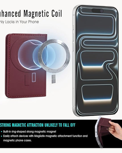 ASAPDOS For MagSafe Wallet,Magnetic Card Holder RFID Blocking Wallet with 5 Card Slots & Cash Pocket For iPhone 17/16/ 15/14/ 13/12/ Pro/Max/Plus/Air Red