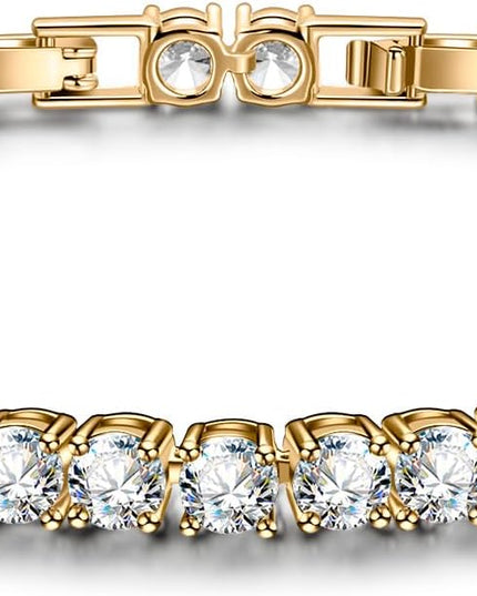 BUMBLEBEE Handmade Tennis Bracelet for Women, 14K Gold Plated, 12.96 CTTW Italian 5A Cubic Zirconia, Hypoallergenic, Adjustable 6–7.5 Inch Jewelry Gift Anniversary, Birthday, Valentine’s Day