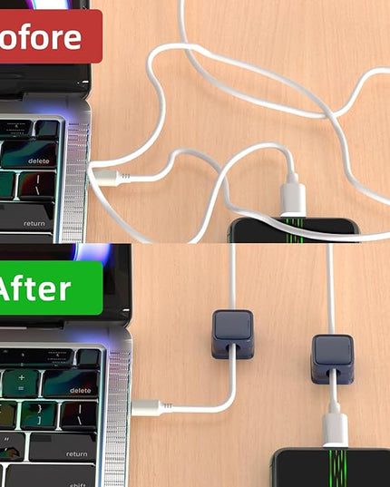 8 Pack Magnetic Cord Organizer, Easy Secure Adhesive Cable Management, Wire Holder Keeper Organizer Management, Hide Or Organize Phone USB Charger Cable for Home,Office,Car,Desk,Nightstand-Dark Blue