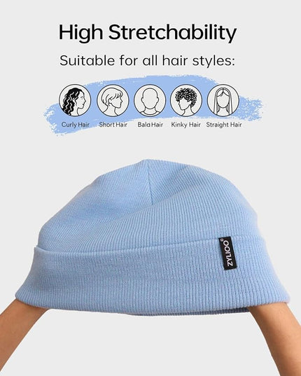Zylioo Oversize Beanie Hats, XXL Big Size Ribbed Knit Cuffed Winter Hat for Cold Weather, Warm Skull Watch Cap