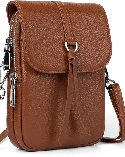 befen Genuine Leather Small Crossbody Bags for Women, Multi Pocket Cell Phone Crossbody Purse with RFID Blocking Card Slots