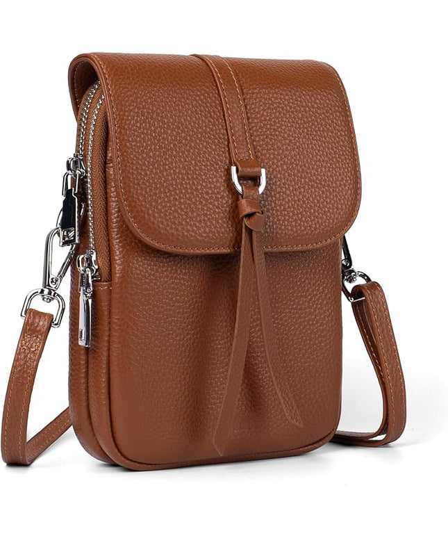befen Genuine Leather Small Crossbody Bags for Women, Multi Pocket Cell Phone Crossbody Purse with RFID Blocking Card Slots