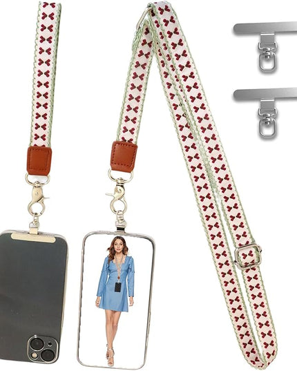 LEMEDE Wrist Keychain and Adjustable Phone Lanyard, Silver Hook Phone Crossbody Strap with 360° Rotating Phone Pads