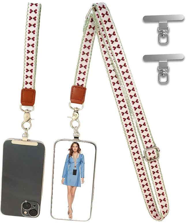 LEMEDE Wrist Keychain and Adjustable Phone Lanyard, Silver Hook Phone Crossbody Strap with 360° Rotating Phone Pads