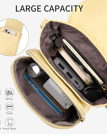 APHISON Small Crossbody Bags for Women Trendy, Leather Phone Wallet Purses Handbags Card Slots with Adjustable Guitar Strap