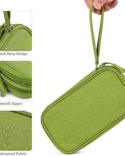 Electronic Organizer Travel Cable Accessories Bag, Electronic Organizer Case, Electronic Accessories Organizer Bag for Power Bank, Charging Cords, Chargers, Mouse, USB Cable, Earphones (Green)