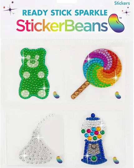 StickerBeans® Rhinestone Stickers - Sweets 4-Pack, 2” x 2” Each, Unique Sparkly Cut-to-Shape for Collecting, Trading, Decorating Laptops, Phone Cases, Scrapbooks - for Kids, Teens, & Adults