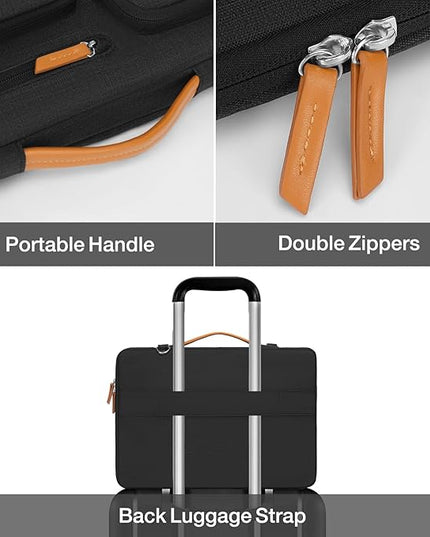 MOSISO 360 Protective Laptop Shoulder Bag,13-13.3 inch Computer Bag Compatible with MacBook, HP, Dell, Lenovo, Asus Notebook,Side Open Messenger Bag with 4 Zipper Pockets&Handle, Black