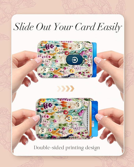 Shorogyt Compatible with Magsafe Wallet Magnetic Card Holder - Skull Flower Phone Wallets for Women Teen Girls Cute for iPhone 17/16/15/14/13/12 Series Slim for Apple Mag RFID Magnet, Fit 3 Cards