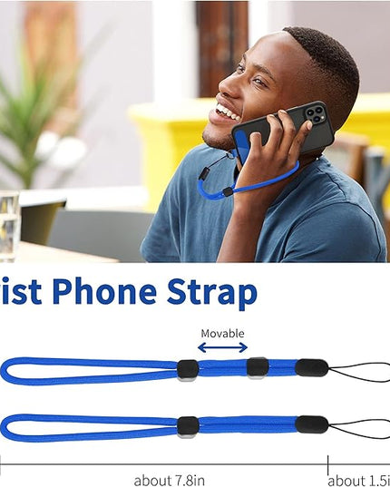 CACOE Phone Lanyard 2 Pcs-1 Pcs Adjustable Neck Strap, 1 Pcs Wrist Strap, 2 Pcs Pads, Universal Crossbody Multifuctional Cell Phone Lanyards Compatible with Most Smartphones(Dark Blue)