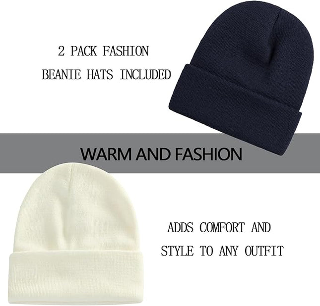 ZOORON 1&2 Pack Beanie for Men Women Slouchy Beanie Hats Winter Knit Caps Soft Ski Hat Unisex
