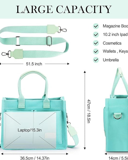 Mossio Large Canvas Tote Bag for Women with Pockets - Laptop Crossbody Work Tote Bag Everyday Bag Shoulder Purse Handbag