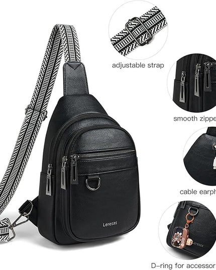 7L Sling Bag for Women Men Vegan Leather Crossbody Bags Fanny Pack Purse Backpack Over Shoulder Bag Travel Anti Theft