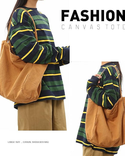 Canvas Tote Bag for Women Large Hobo Shoulder Bag for Work Travel Casual Message Bag Tote Purse handbags