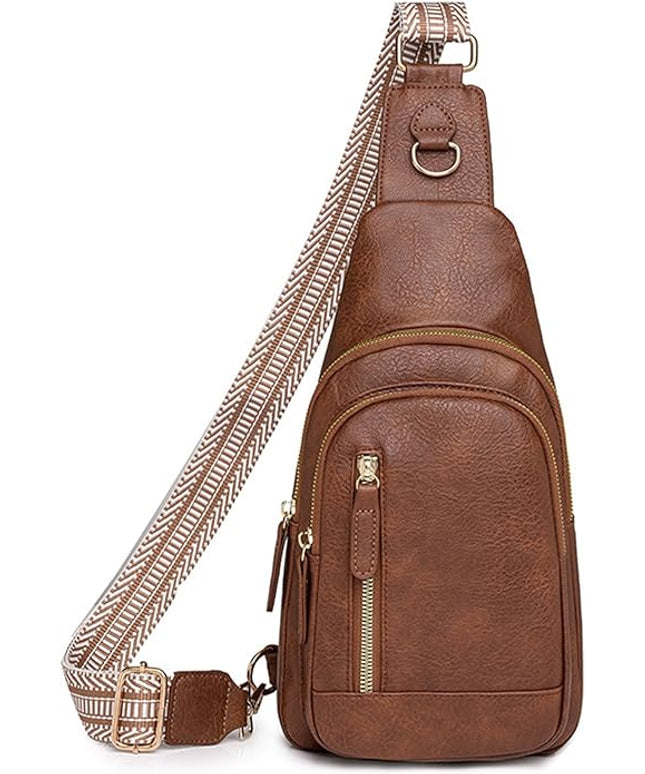 FALAN MULE Crossbody Bags for Women Trendy Leather Sling Chest Bag Fanny Packs for Women