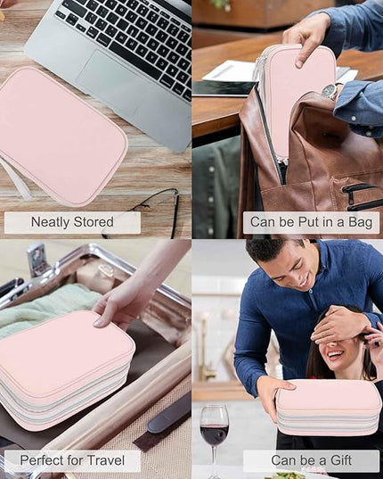 FYY Electronic Organizer, Large Travel Cable Organizer Bag Pouch Electronic Accessories Carry Case Portable Waterproof Double Layers All-in-One Storage Bag for Cable, Cord, Charger, Phone, Light Pink