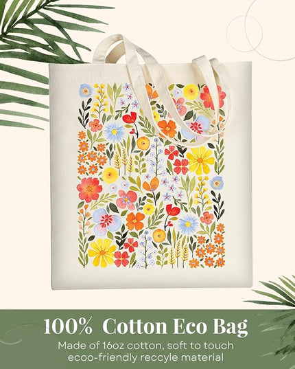 AUSVKAI Canvas Tote Bag for Women, Aesthetic Cute Grocery Grocery Reusable Cotton Gift Bag for Shooping Beach Trendy Gifts