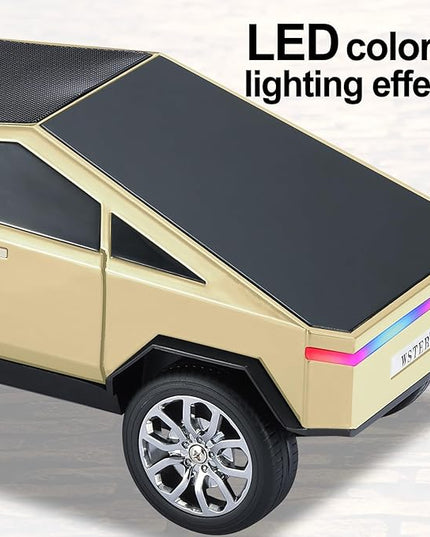 Solar-Powered car-Shaped Bluetooth Speaker, Portable Wireless Stereo, high-Definition Sound Quality, TWS Dual-Ear Pairing, Truck-Shaped Speaker, Suitable for Home, Office and Gift (GLOD)